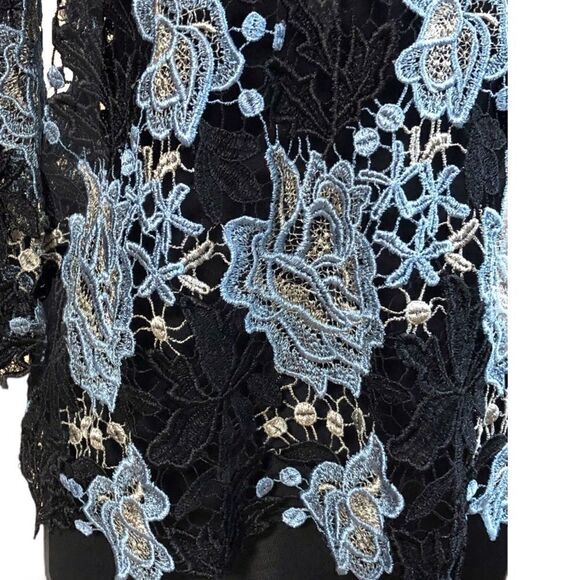 𝅺KOBI Halperin Lynn Embroidered Lace Bell Sleeve Blouse Size M - Picture 4 of 14